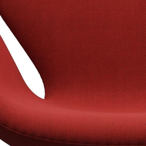 Fritz Hansen Svanenstol, Satinpoleret Aluminium/Rime Bright Red/Dark Red