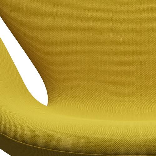 Fritz Hansen Svanenstol, Satinpoleret Aluminium/Steelcut Light Green/Yellow
