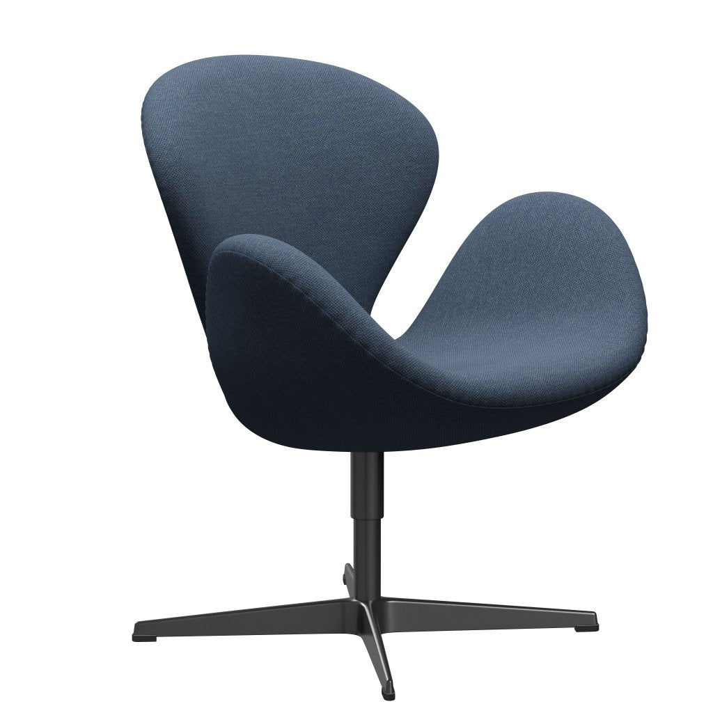 Fritz Hansen Svanenstol, Sortlakeret/Fiord Dark Blue/Grey