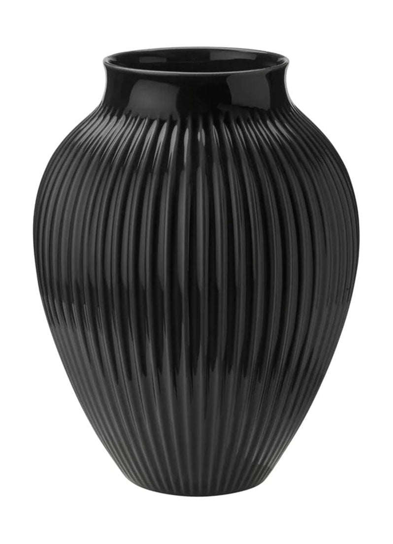 Knabstrup Keramik Vase med Riller H 35 cm, Sort