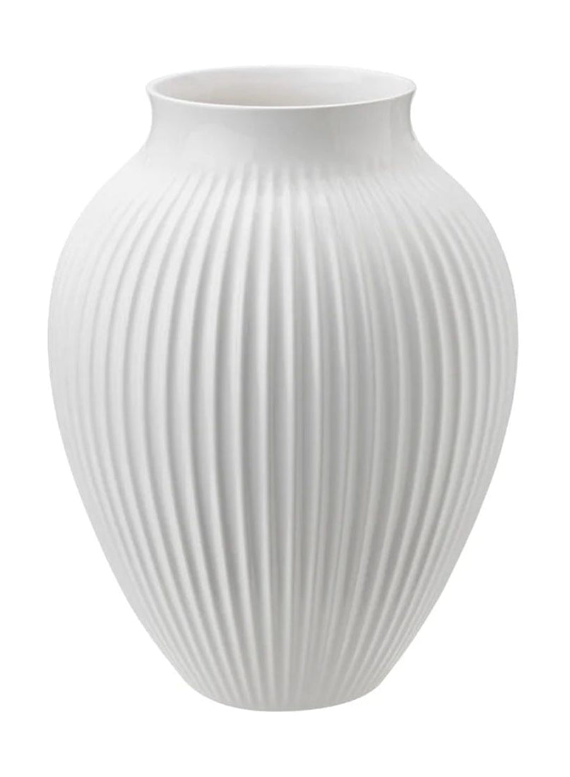 Knabstrup Keramik Vase med Riller H 35 cm, Hvid