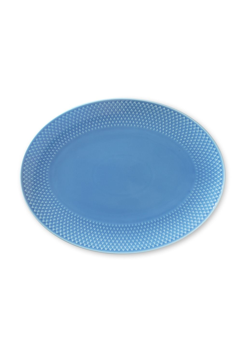 Lyngby Porcelæn Rhombe Color Ovalt Serveringsfad 28,5x21,5, Blå