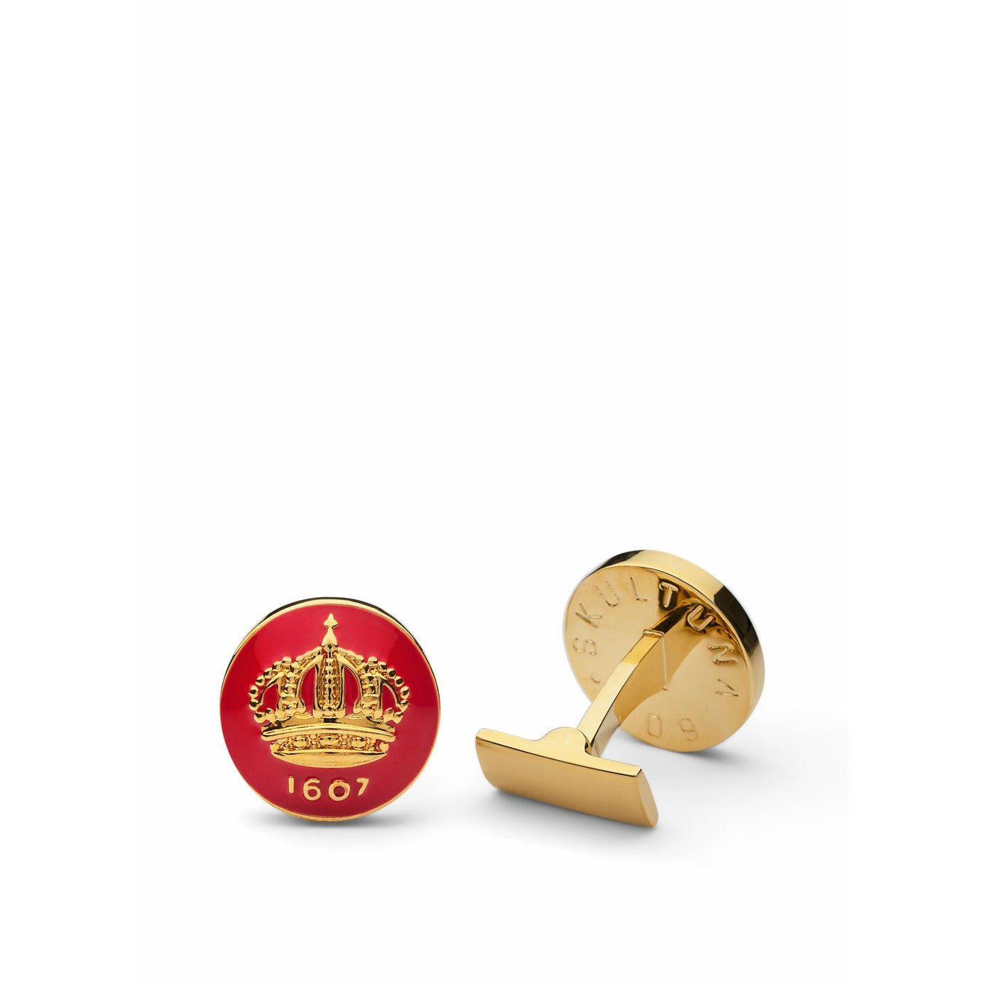 Skultuna Crown Gold Manchetknap Ø1,7 cm, Italian Racing Red