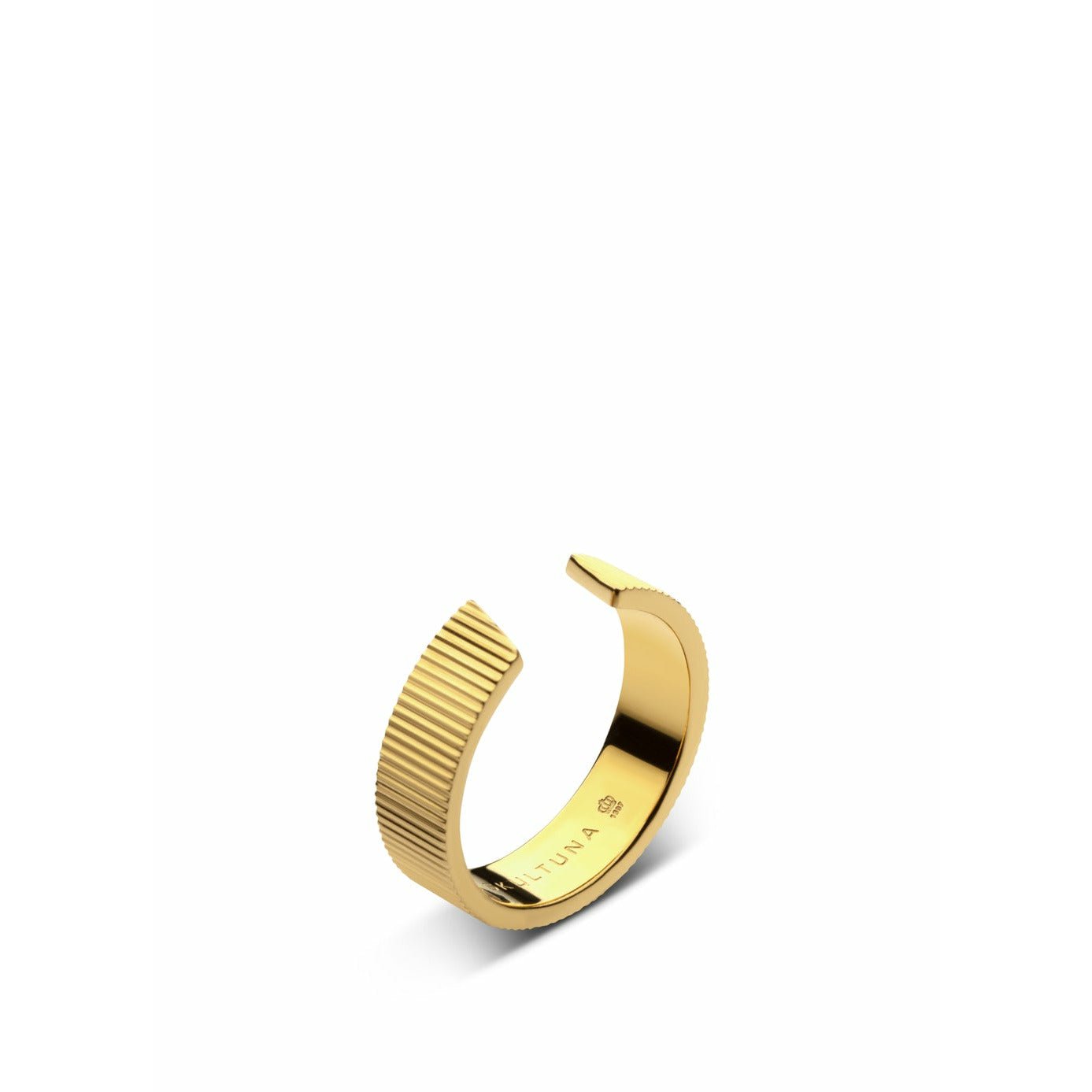 Skultuna Ribbed Ring Bred Medium Forgyldt 316L stål, Ø1,73 cm