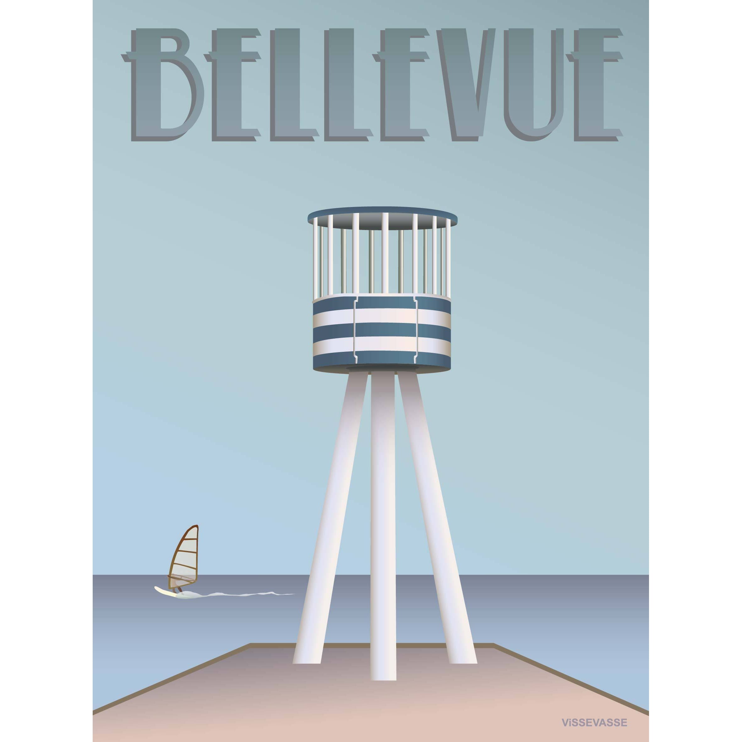 Vissevasse Bellevue Livreddertårnet Plakat, 15X21 Cm