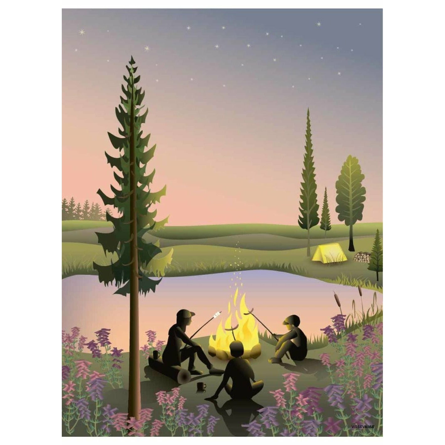 Vissevasse Campfire Plakat, 30 x 40 cm