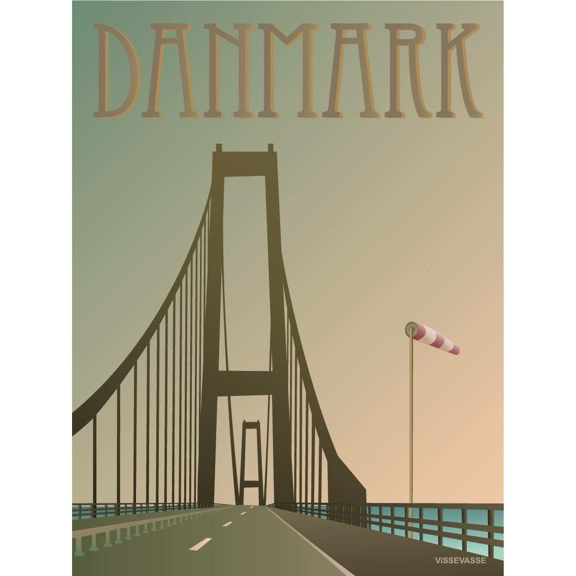 Vissevasse Danmark Storebæltsbroen Plakat, 30X40 Cm