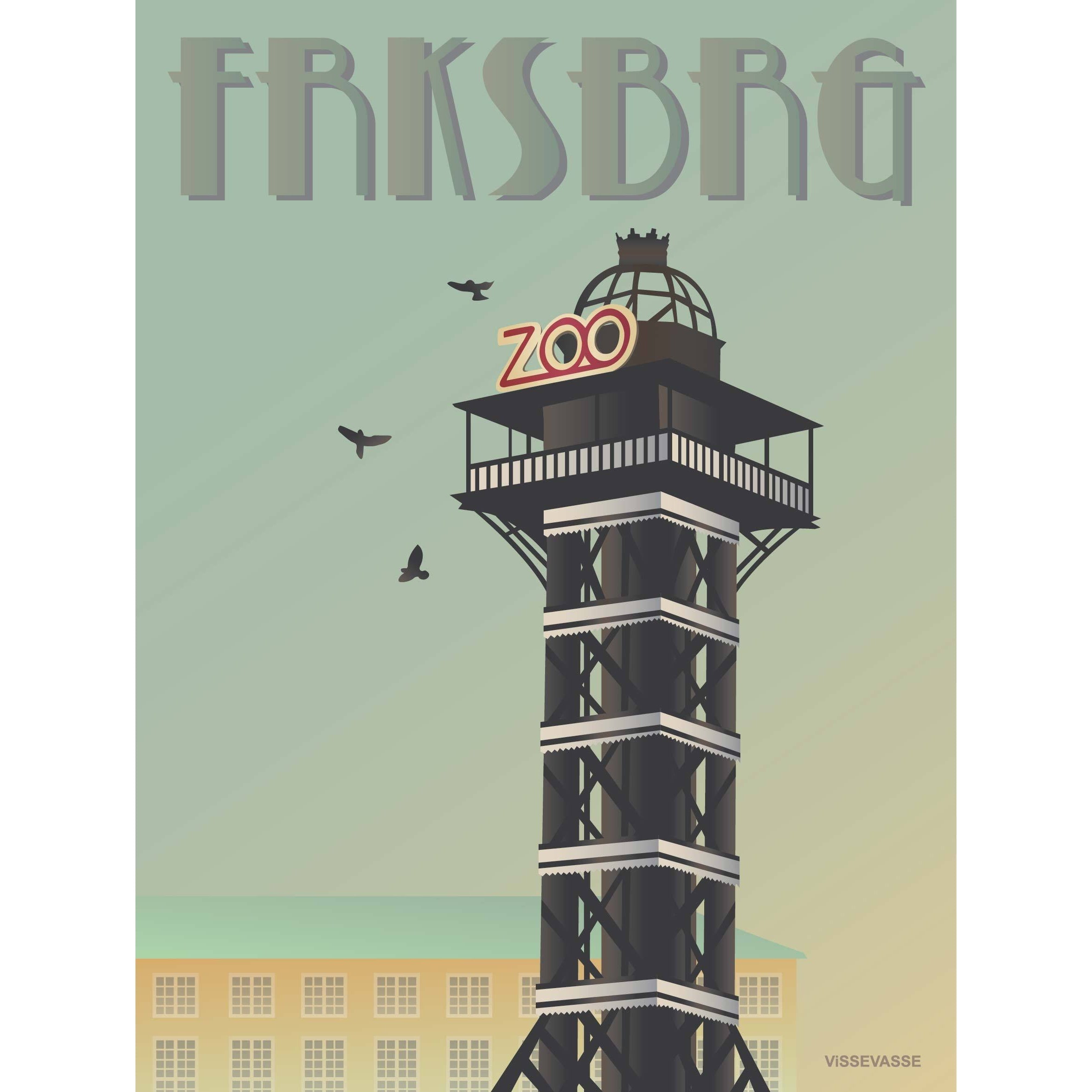 Vissevasse Frederiksberg Zootårnet Plakat, 15X21 Cm
