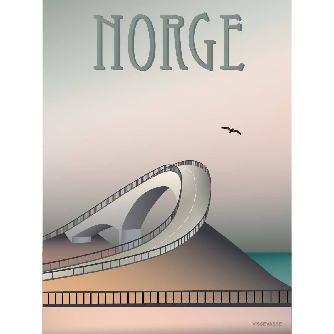 Vissevasse Norge Atlanterhavsvejen Plakat, 15X21 Cm