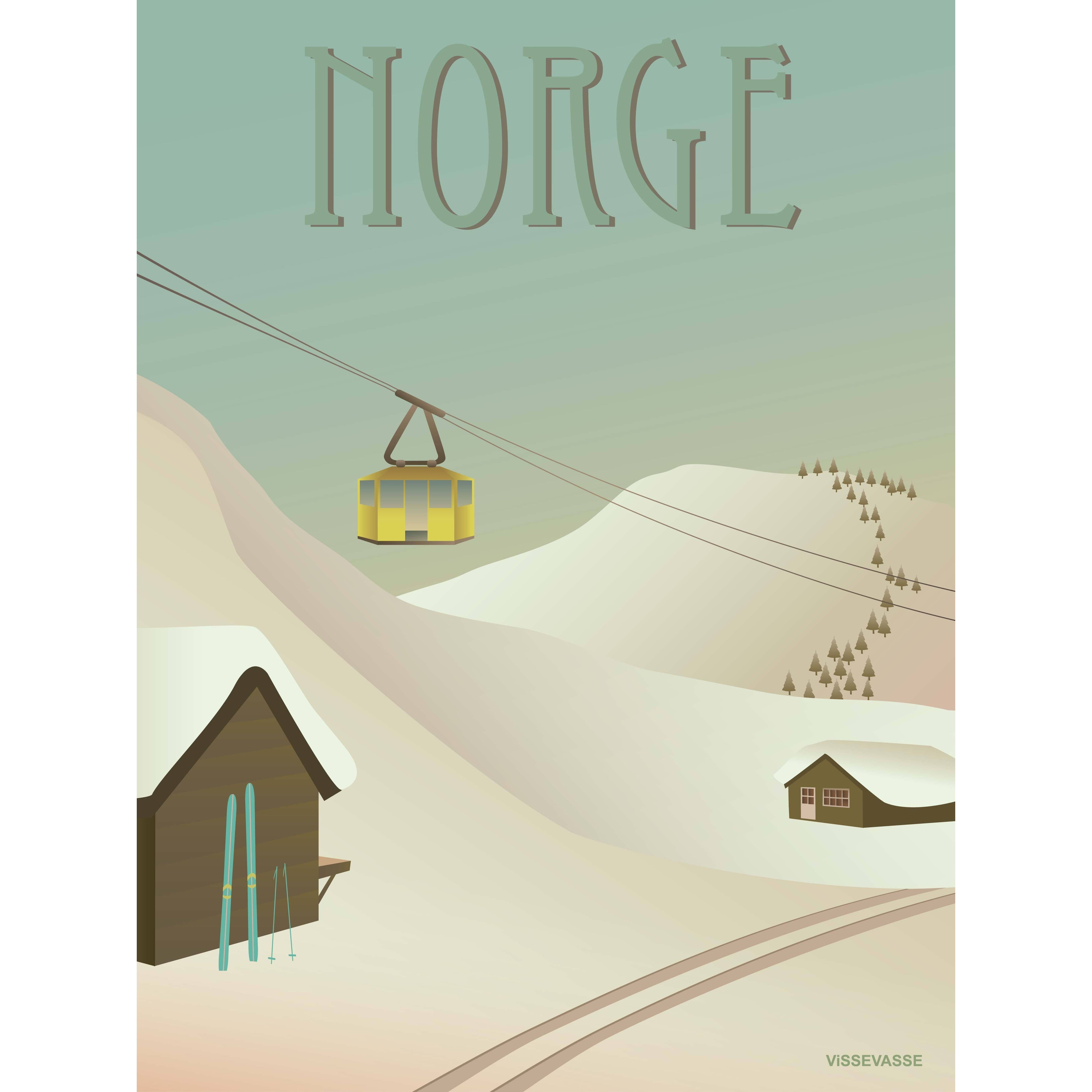 Vissevasse Norge Sneen Plakat, 15X21 Cm
