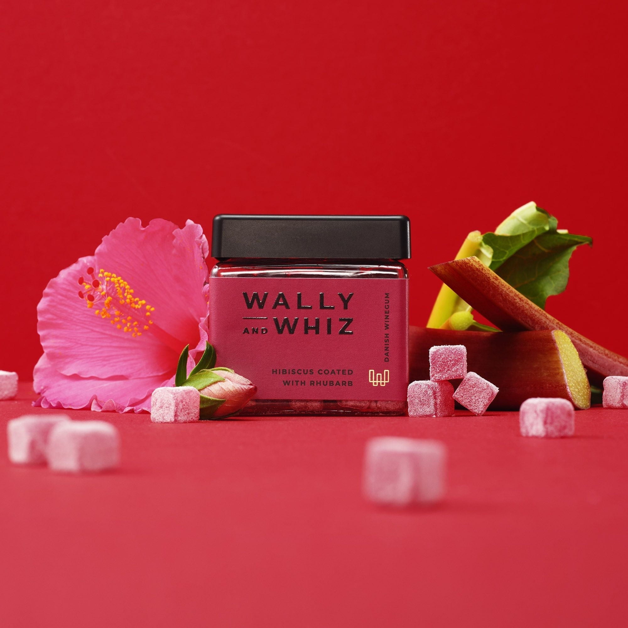 Wally and Whiz LOVE Vingummi Cube Hibiscus med Rabarber, 140g