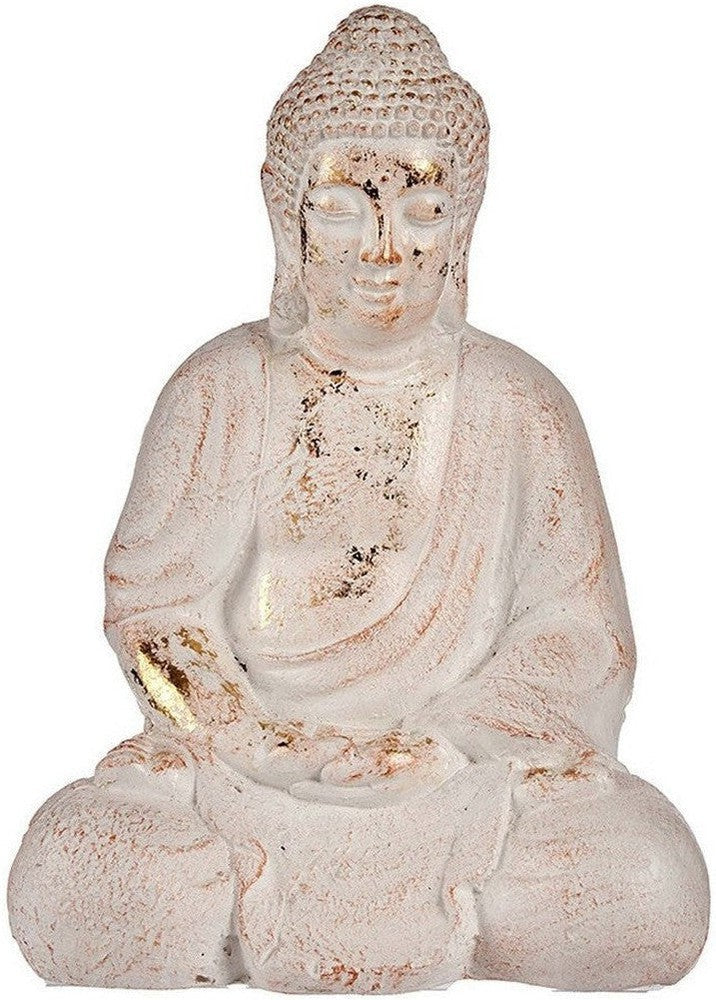 Decorative Garden Figure Buddha White/Gold Polyresin (22,5 x 41,5 x