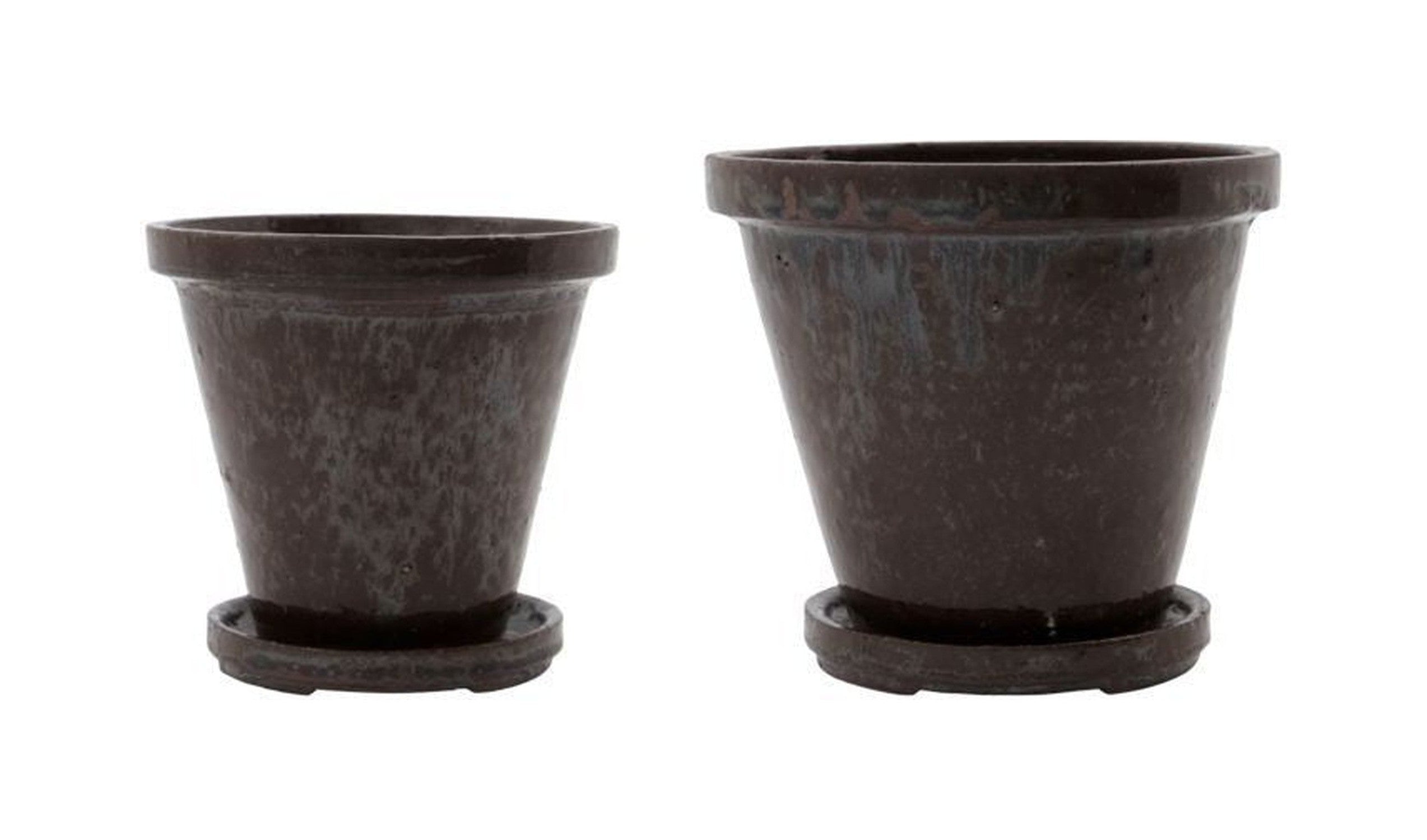 House Doctor Planter w. saucer, HDFlower, Brown