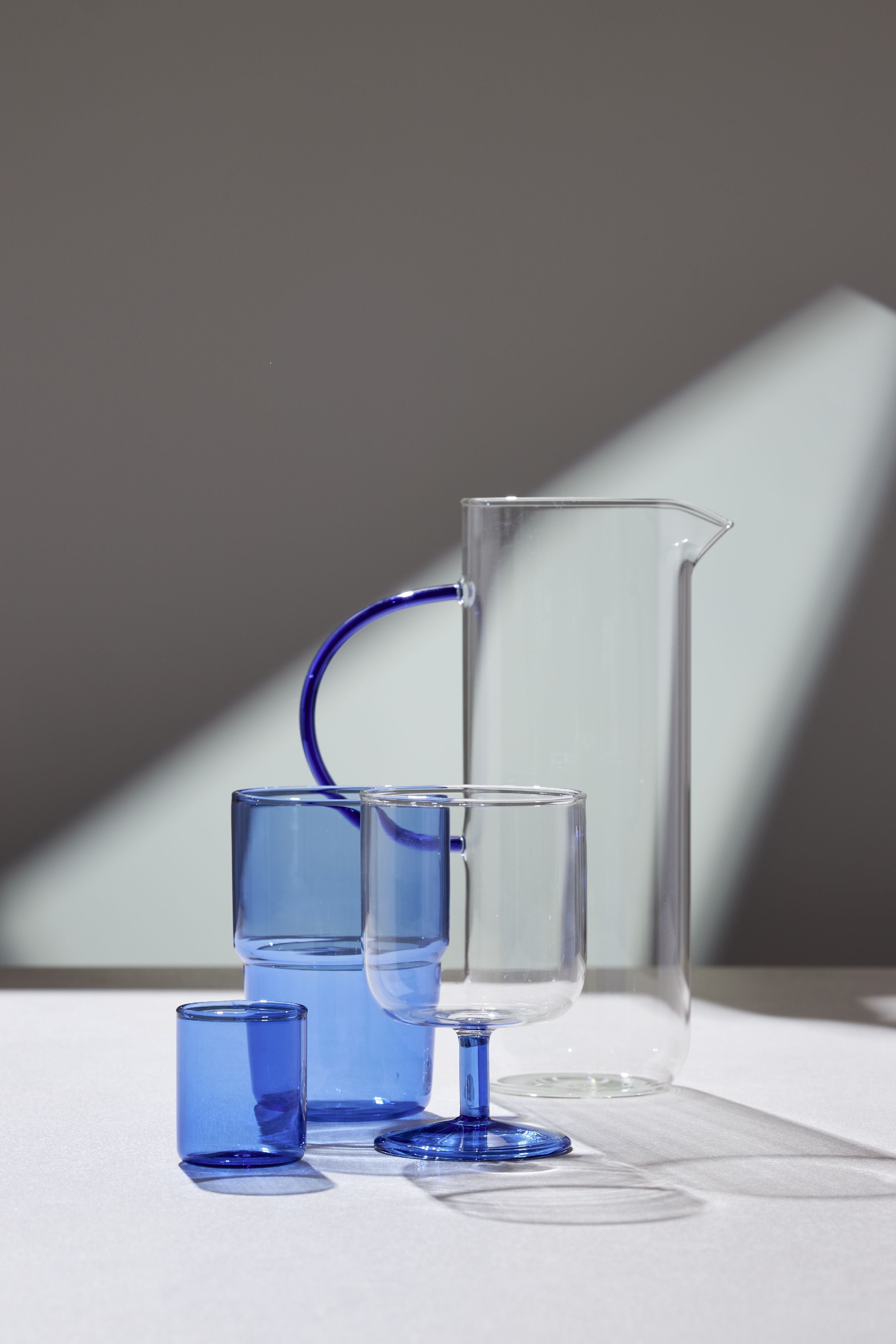 Lyngby Glas Torino Glass Jug 1,1 L, klar/blå