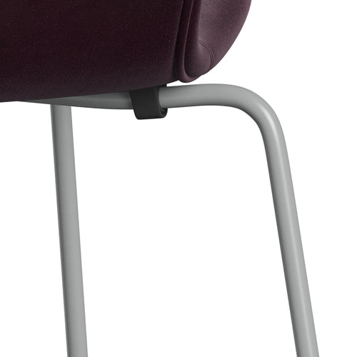 Fritz Hansen 3107 Chair Full Upholstery, Nine Grey/Belfast Velvet Dark Plum