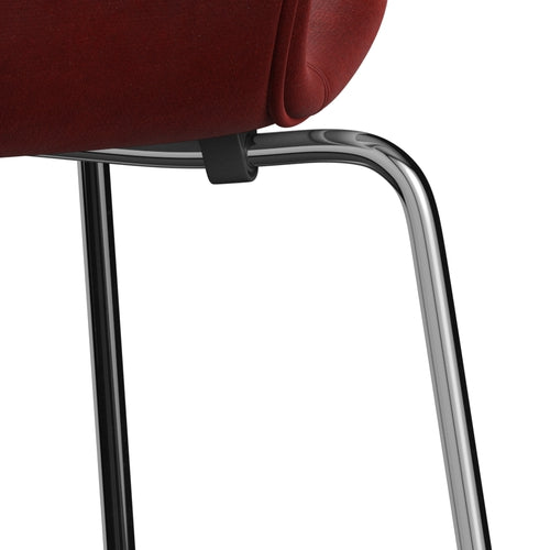 Fritz Hansen 3107 Chair Full Upholstery, Chrome/Belfast Velvet Autumn Red