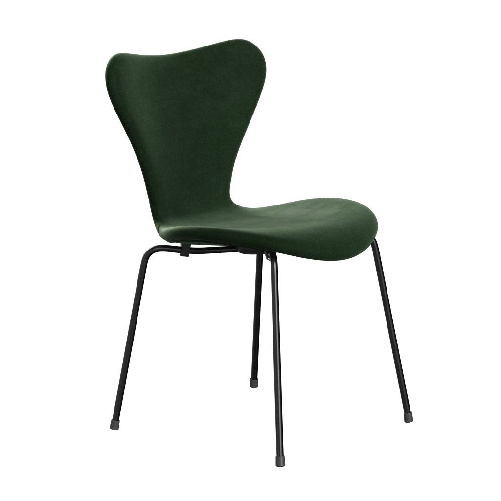 Fritz Hansen 3107 Chair Full Upholstery, Black/Belfast Velvet Forest Green