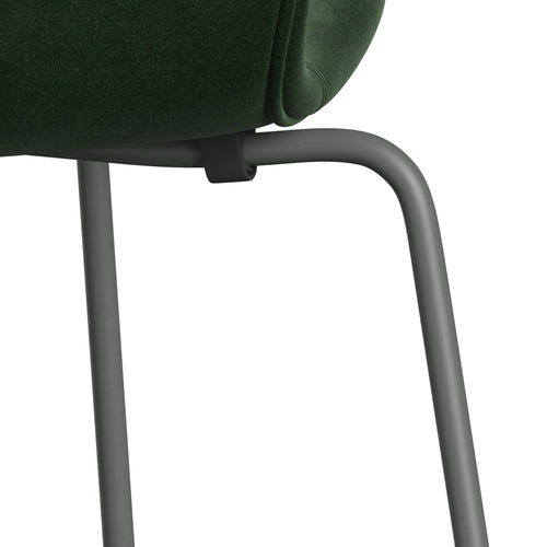Fritz Hansen 3107 Chair Full Upholstery, Silver Grey/Belfast Velvet Forest Green