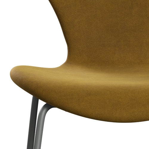 Fritz Hansen 3107 Chair Full Upholstery, Silver Grey/Belfast Velvet Soft Ochre