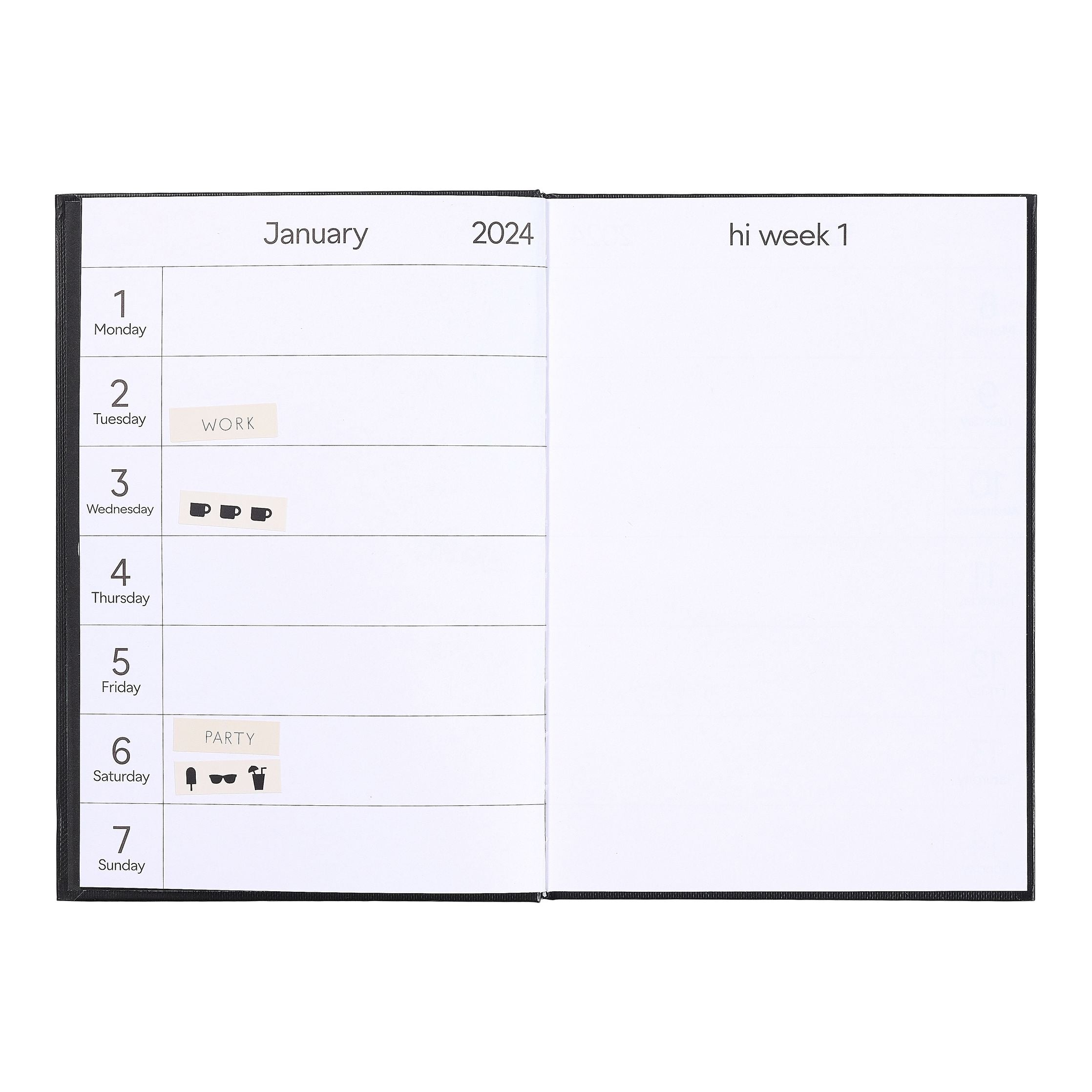 Design Letters Kalender 2024, lysegrå/sort