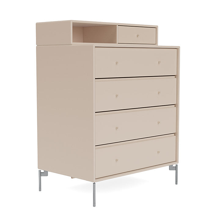 Montana Keep Chest Of Drawers With Legs, Clay/Matt Chrome