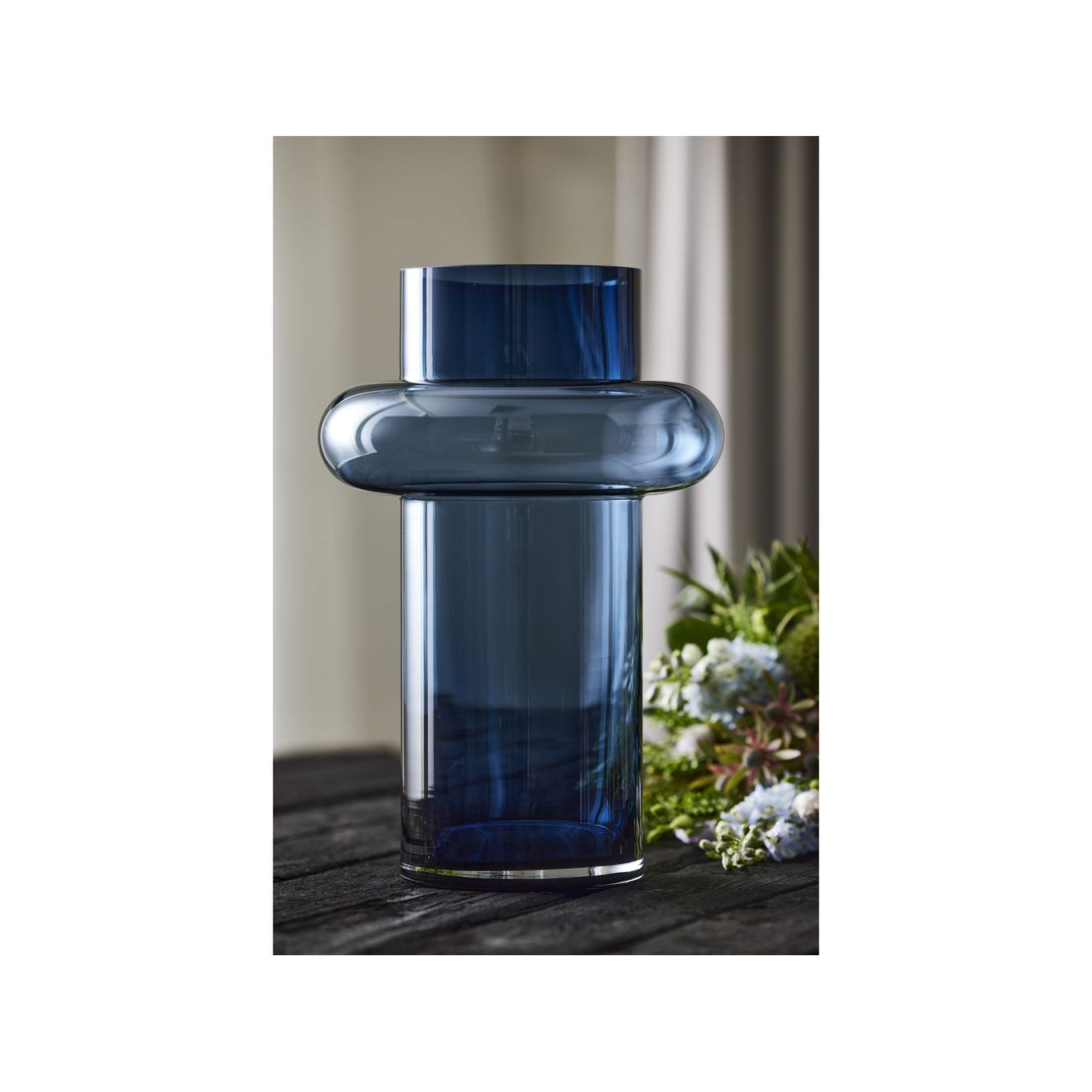 Lyngby Glas Tube Vase H: 40 Cm, Mørkeblå