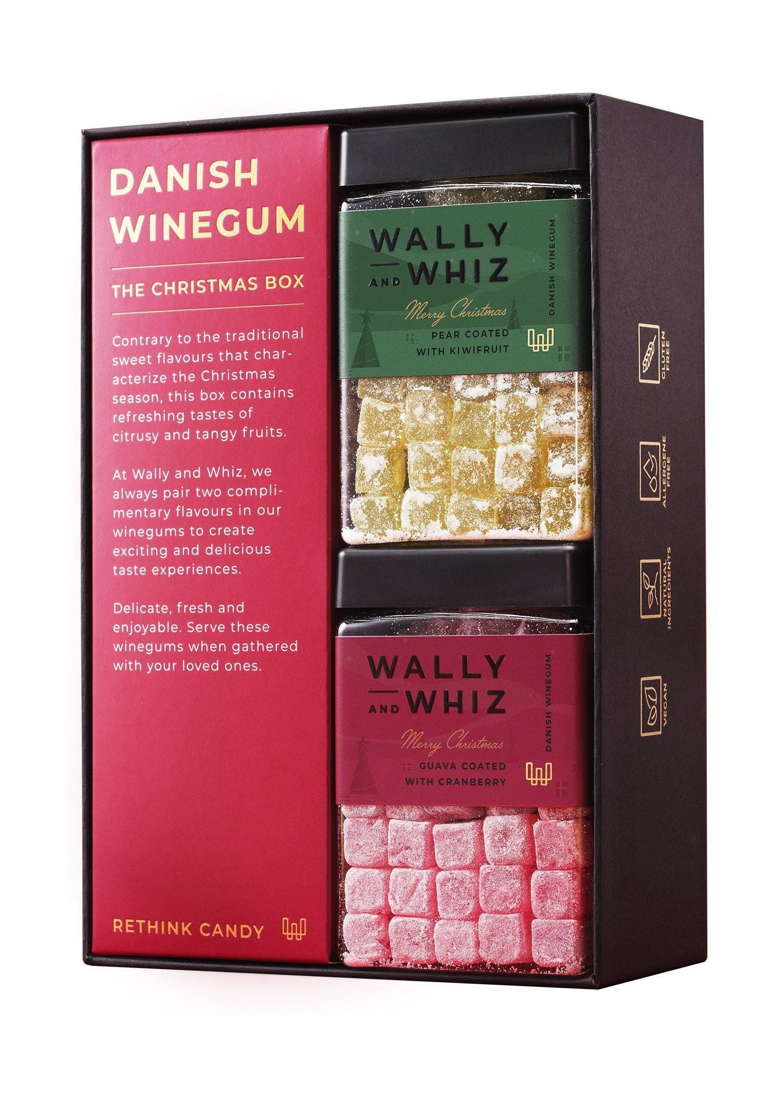 Wally og Whiz Christmas Gift Box 2023, pære med Kiwi & Guava med tranebær 480g